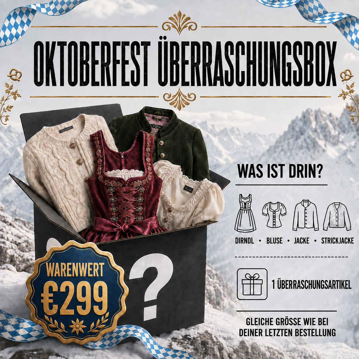 Oktoberfest Überraschungsbox – 1 zufälliger Trachtenartikel-Groß