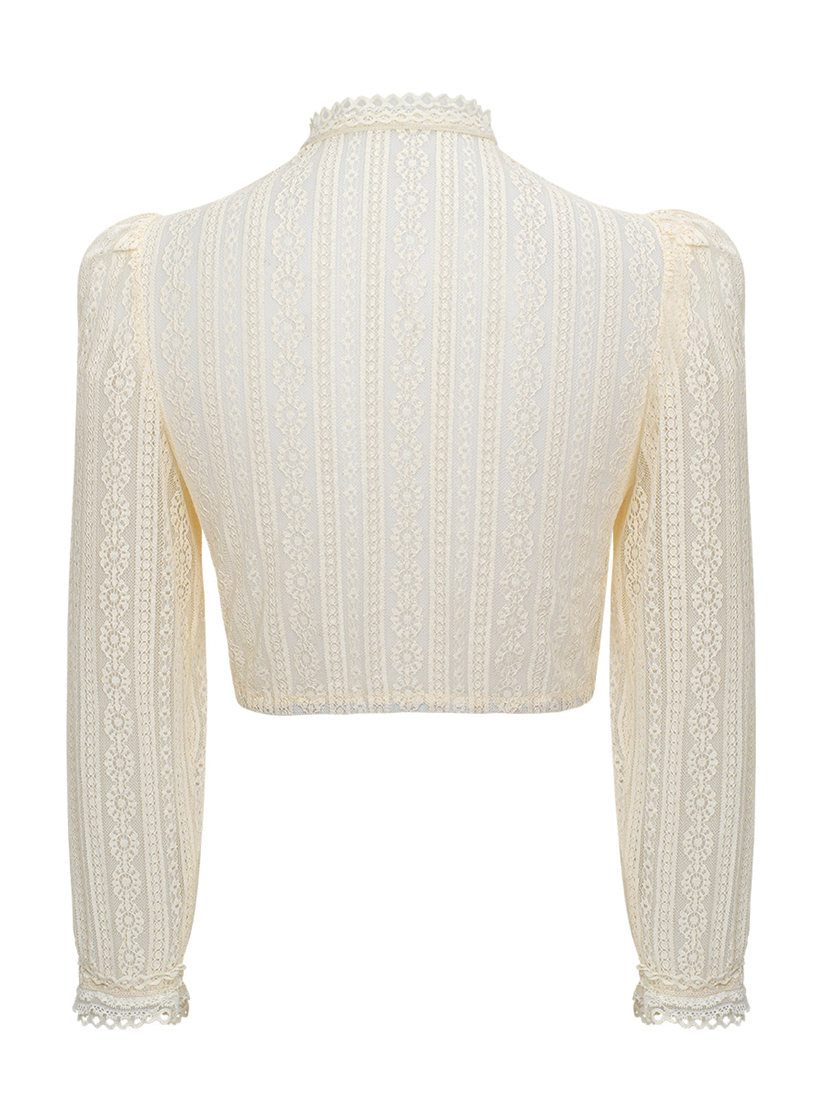 Velin Damen Dirndlbluse in Beige mit Langarm und hochgeschlossenem Kragen