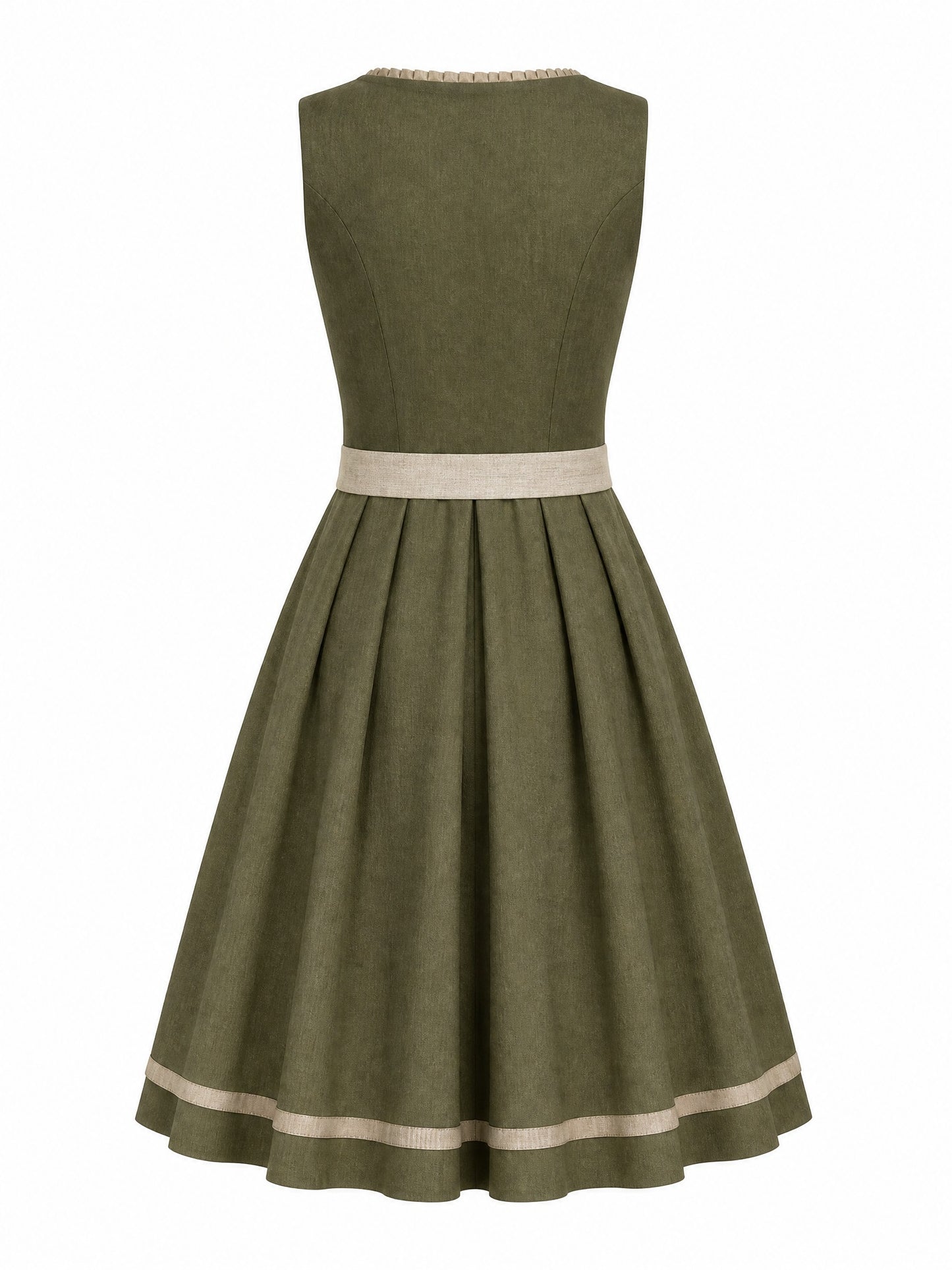 Dirndl Antonia in Dunkeloliv mit Flachs Sch¨¹rze - R¨¹ckansicht