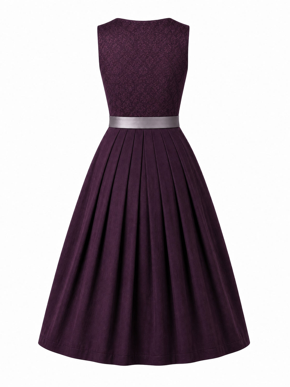 Dirndl Rica in Aubergine mit Perlgrau Sch¨¹rze - R¨¹ckansicht