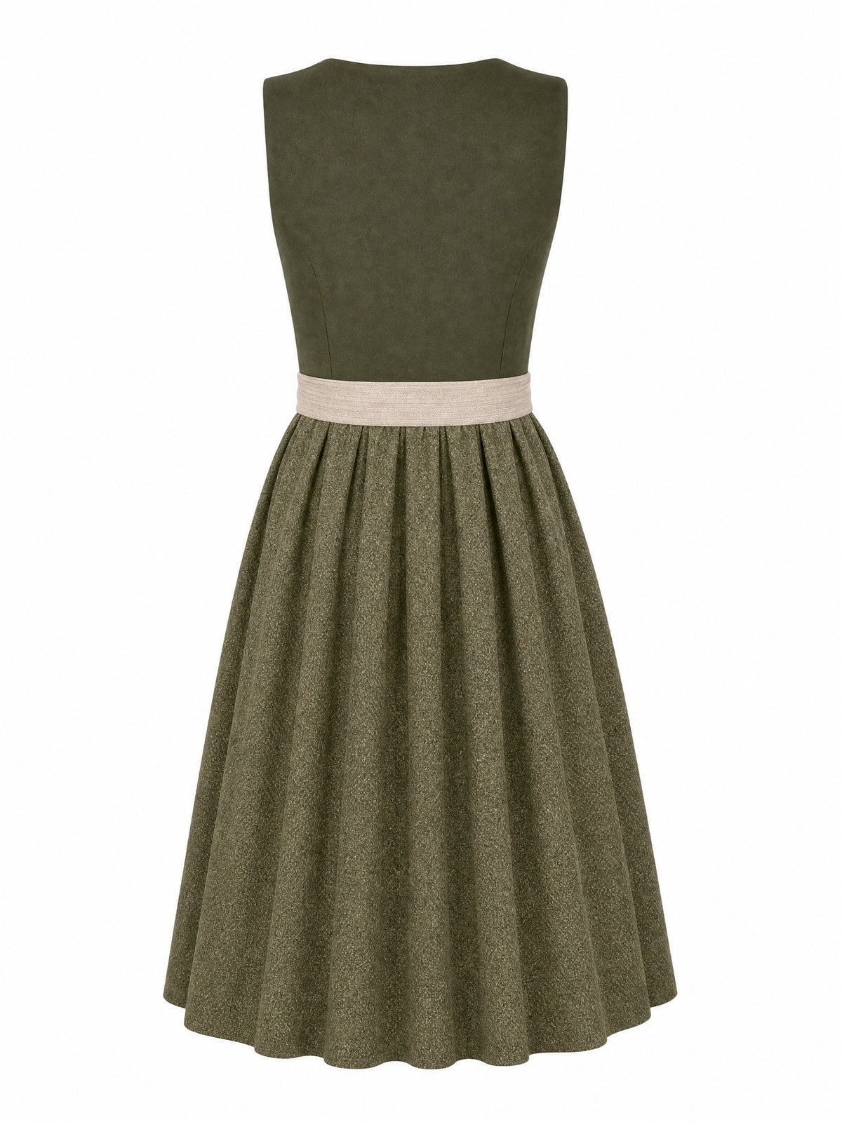 Dirndl Mia in Dunkeloliv mit Flachs Sch¨¹rze - R¨¹ckansicht
