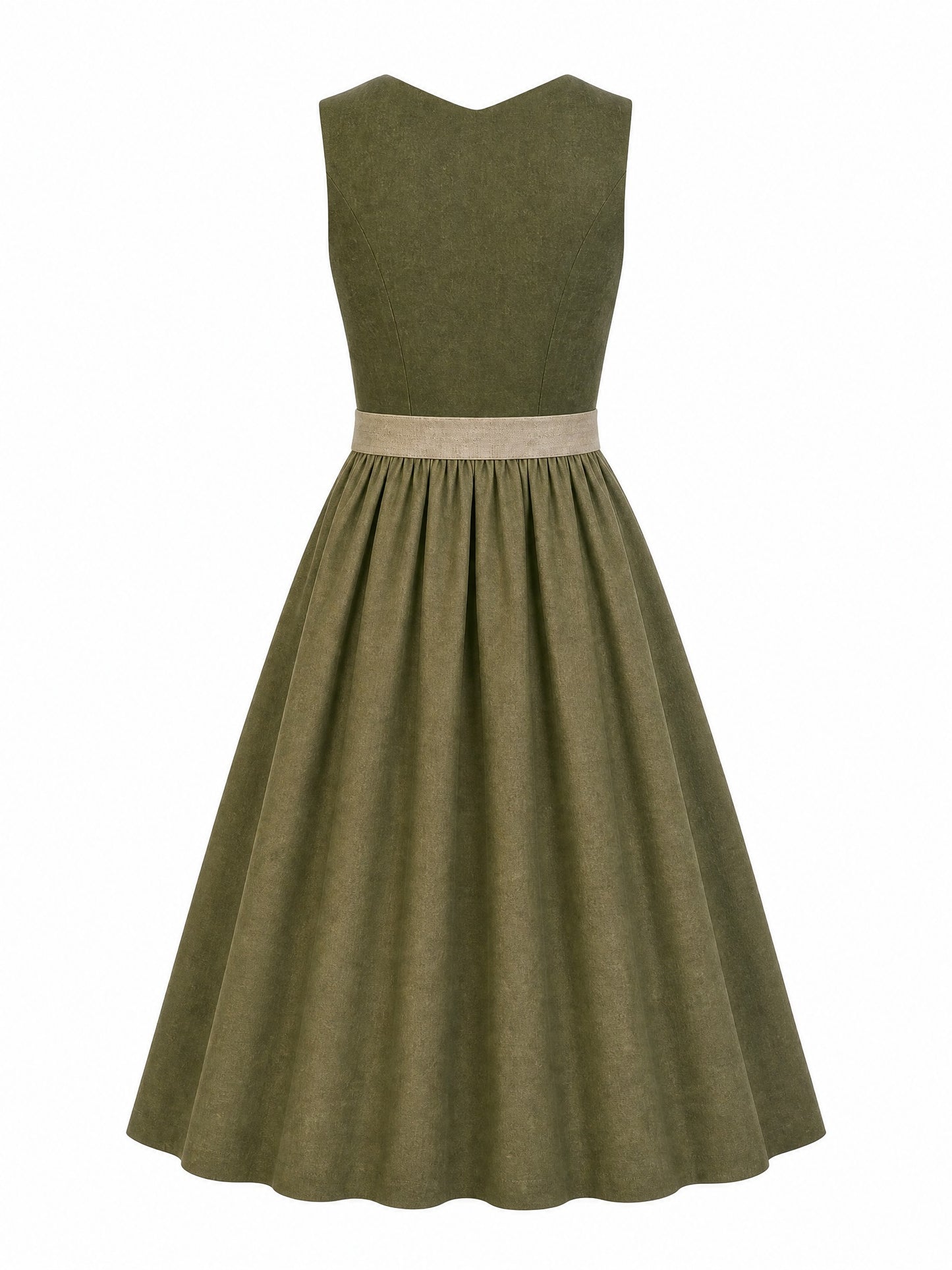Dirndl Annika in Dunkeloliv mit Flachs Sch¨¹rze - R¨¹ckansicht