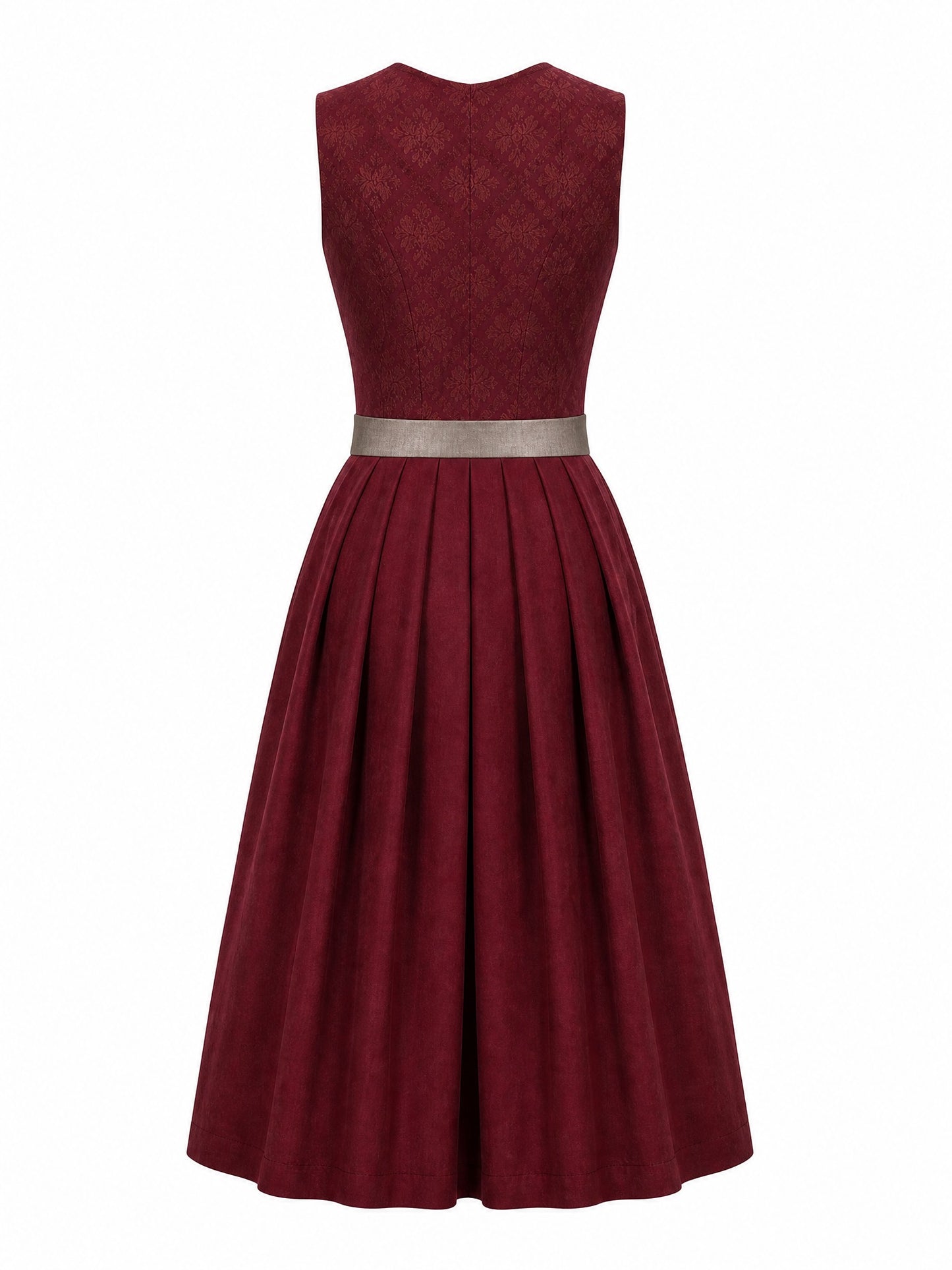 Dirndl Klara in Weinrot mit Taupe Sch¨¹rze - R¨¹ckansicht