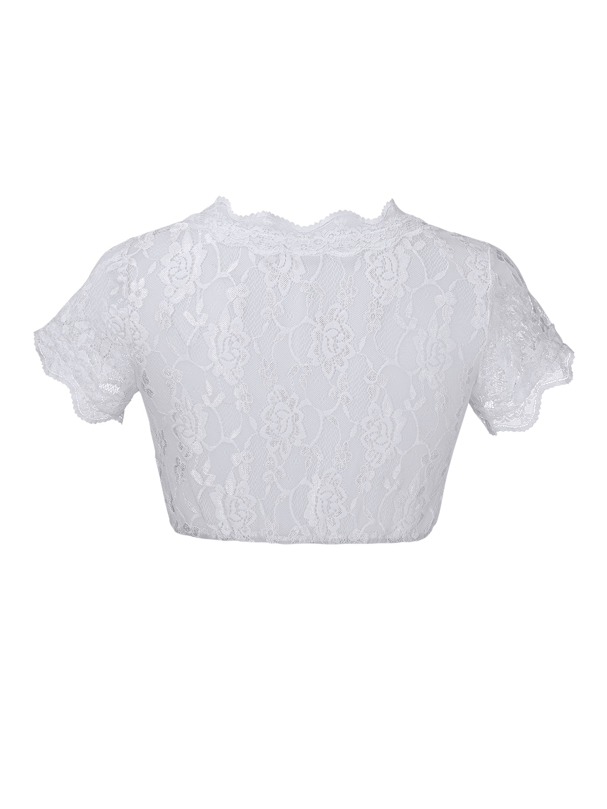 Jasmin Damen Dirndlbluse in Weiß mit Kurzarm und V-Ausschnitt
