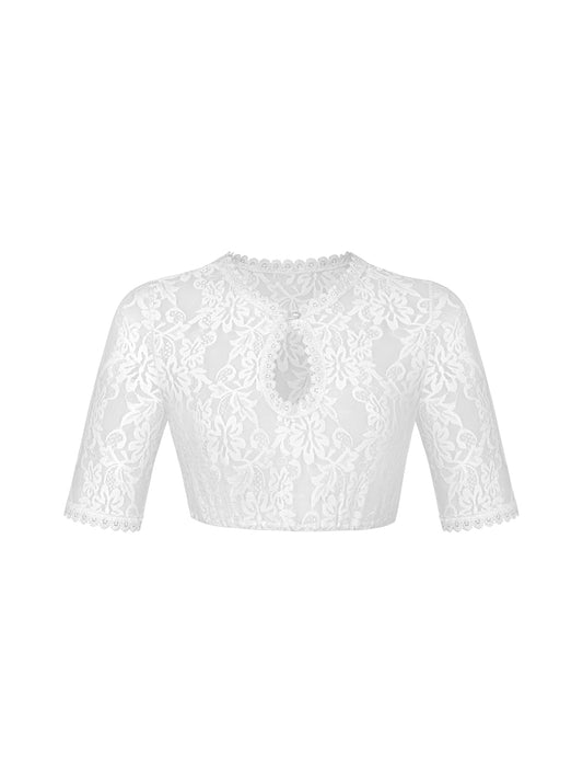 Bahamas Damen Dirndlbluse in Weiß mit Kurzarm und V-Ausschnitt