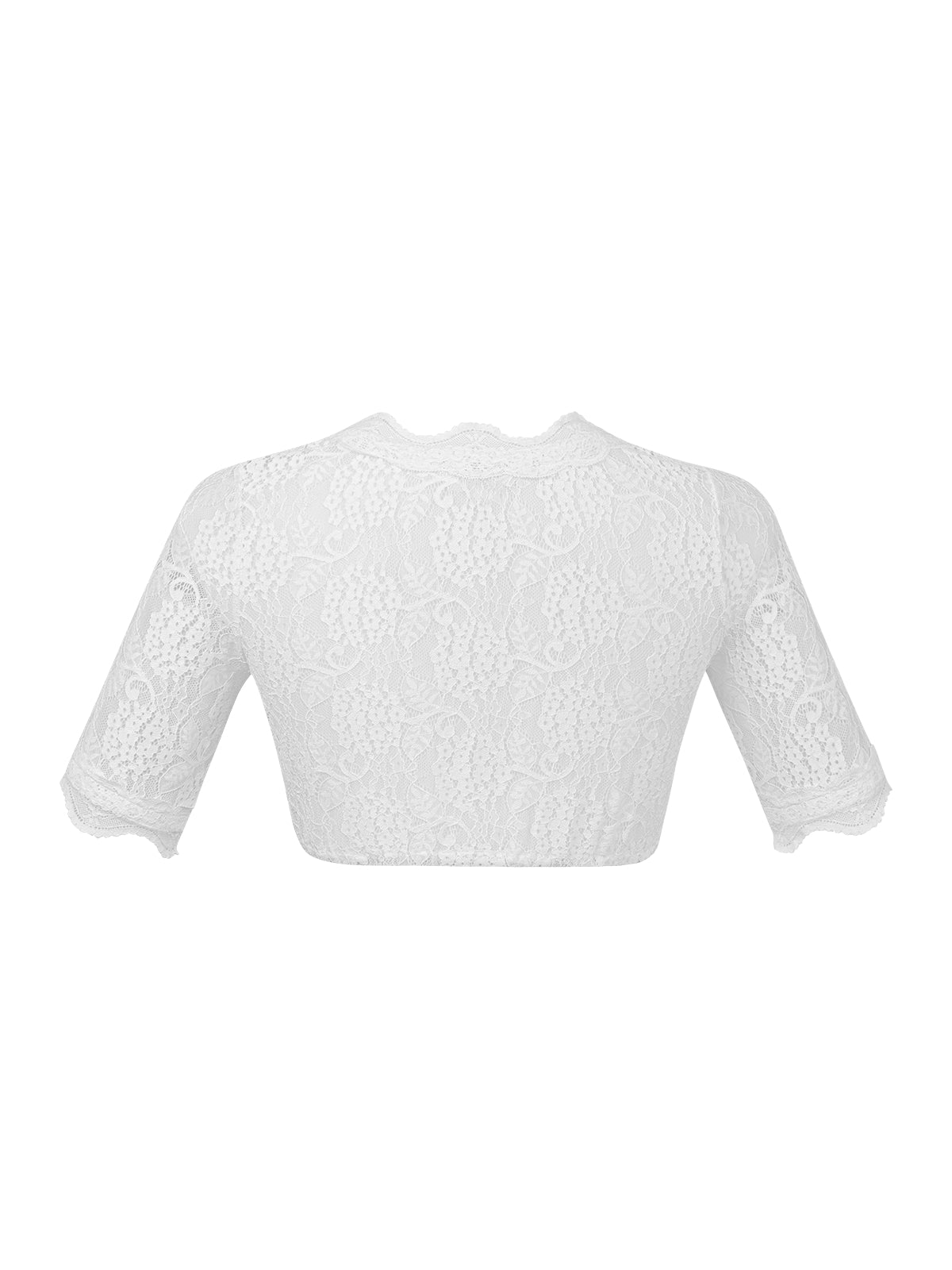 Lilly Damen Dirndlbluse in Weiß mit Kurzarm und V-Ausschnitt