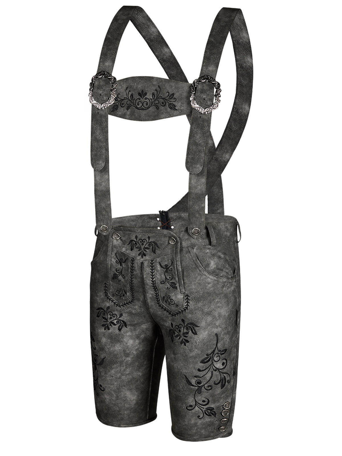 Grau Lederhose Norman – Stickereien