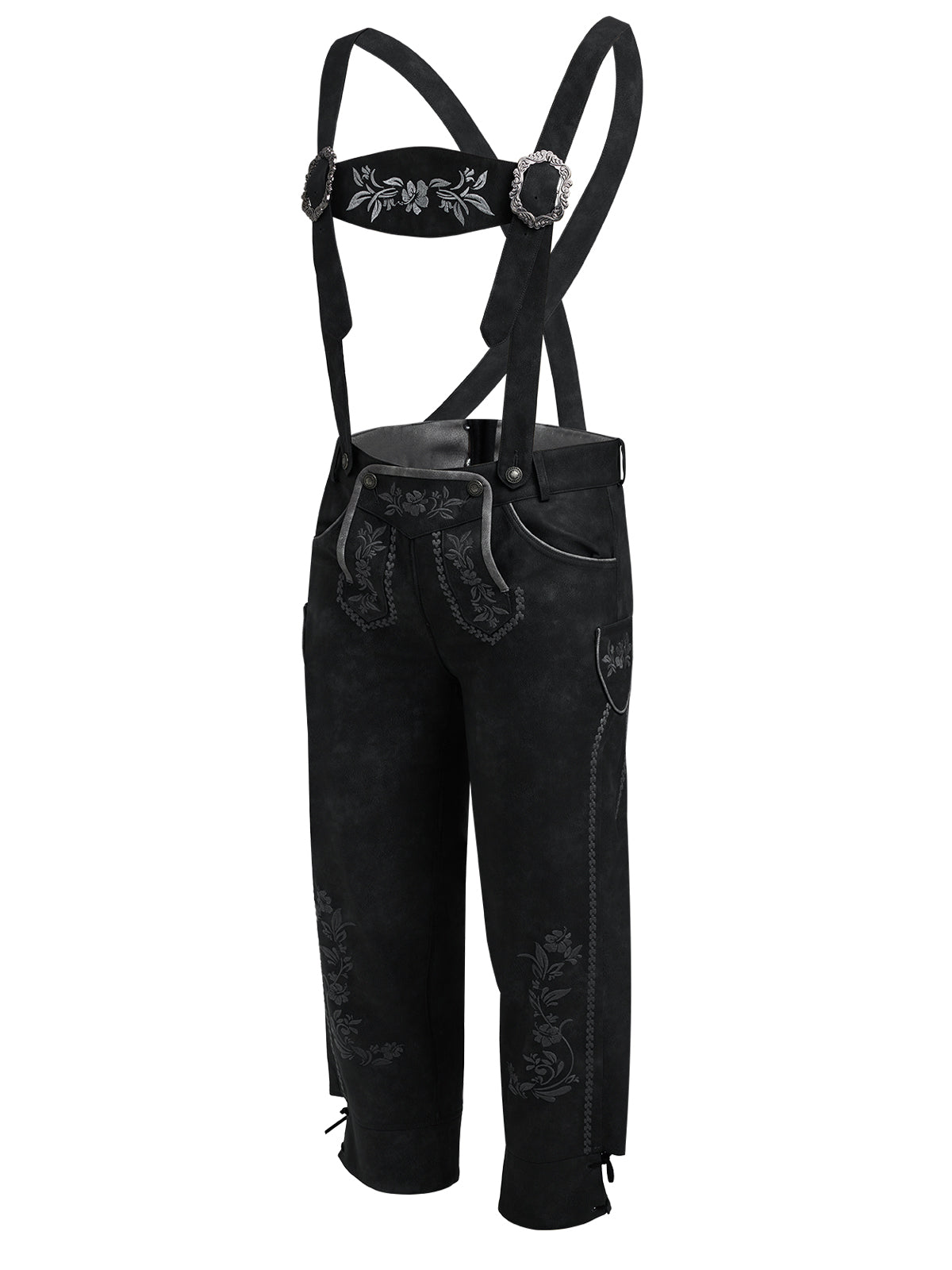 Grau Lederhose Theodor – Stickereien