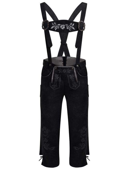 Grau Lederhose Theodor – Stickereien