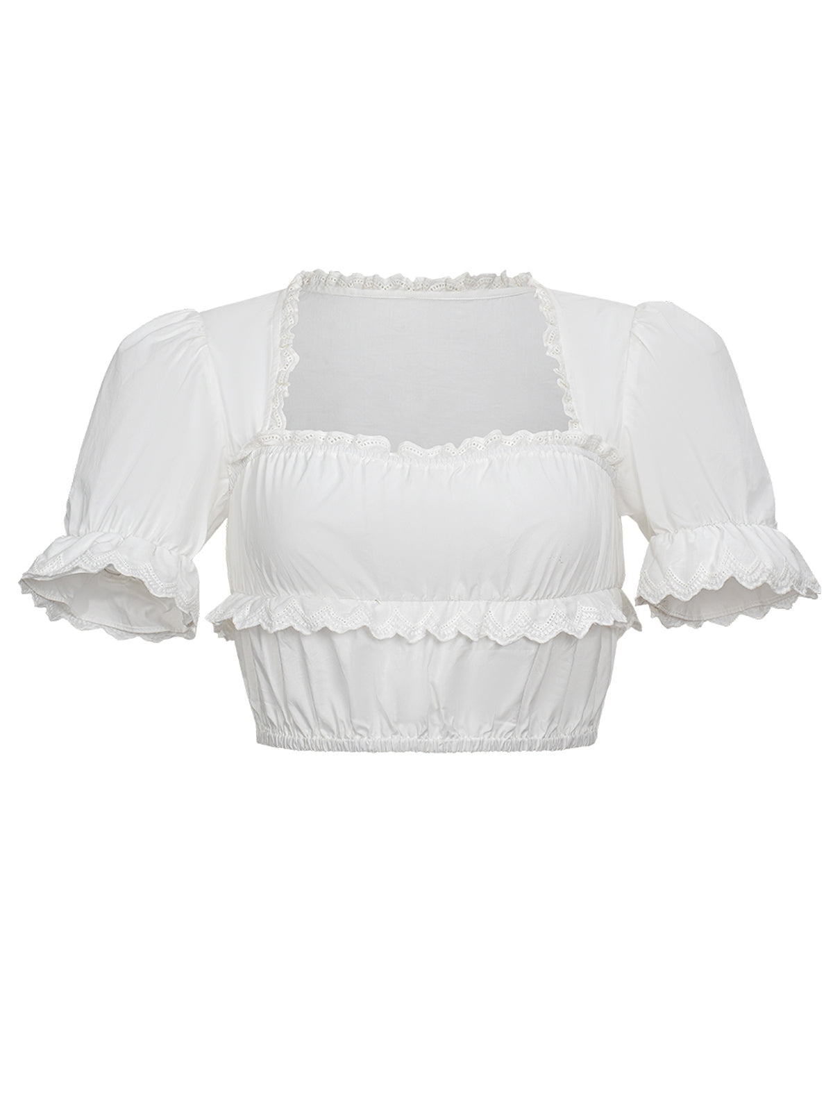 Terri Damen Dirndlbluse in Weiß mit Kurzarm