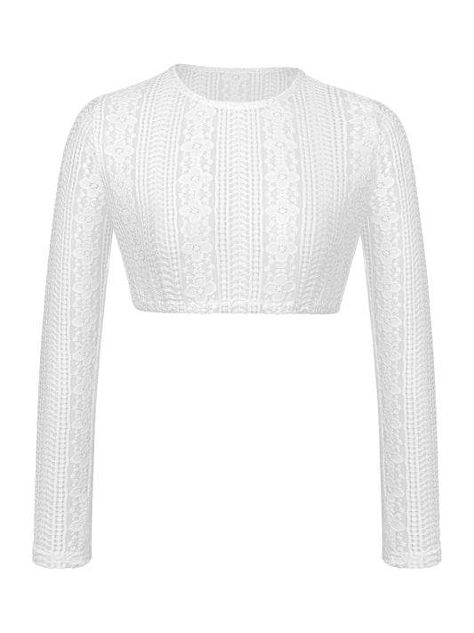 Aney Damen Dirndlbluse in Weiß mit Langarm und Rundhalsausschnitt
