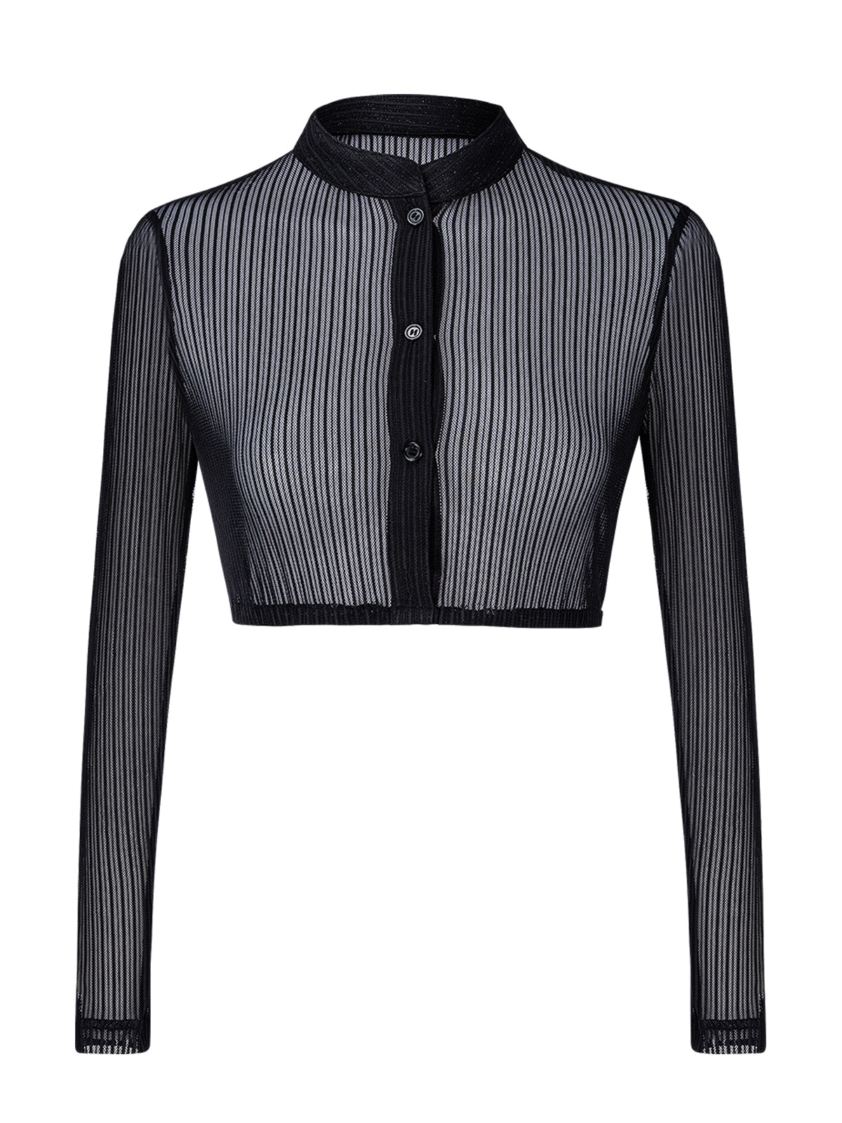 Liss Damen Dirndlbluse in schwarz mit Langarm und hochgeschlossenem Kragen