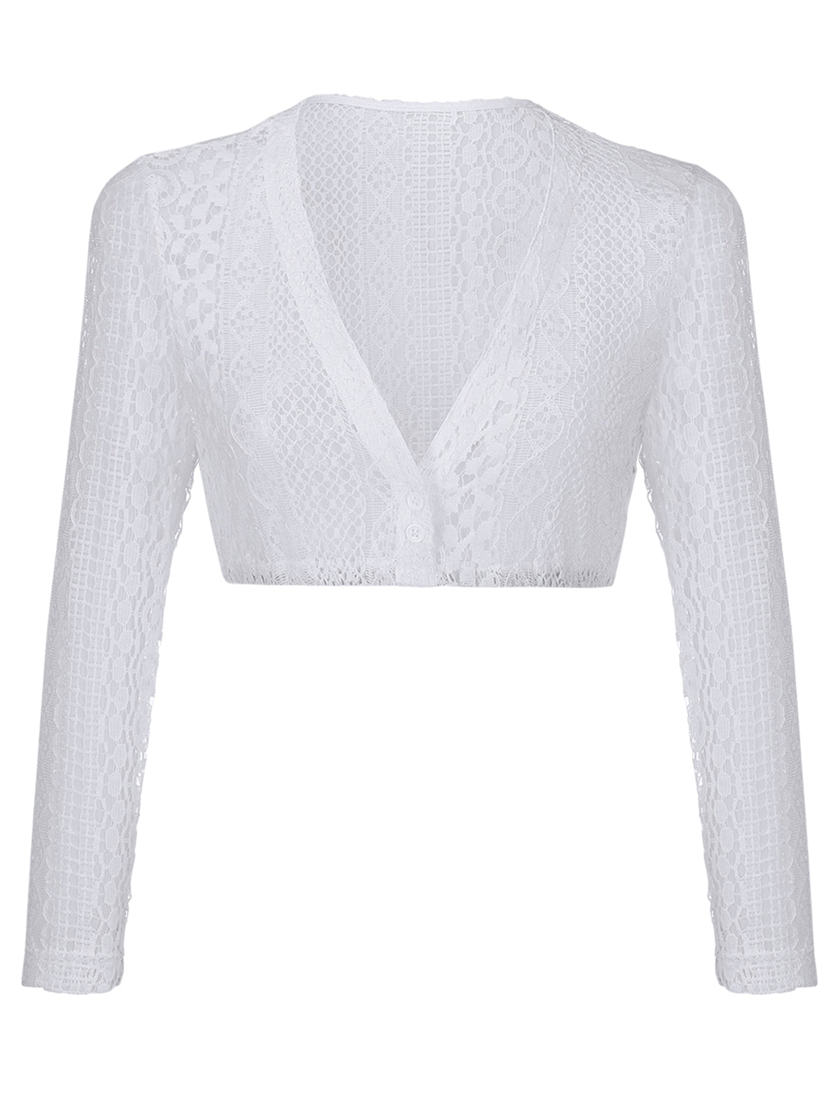 Lilith Damen Dirndlbluse in Weiß mit Langarm und V-Ausschnitt