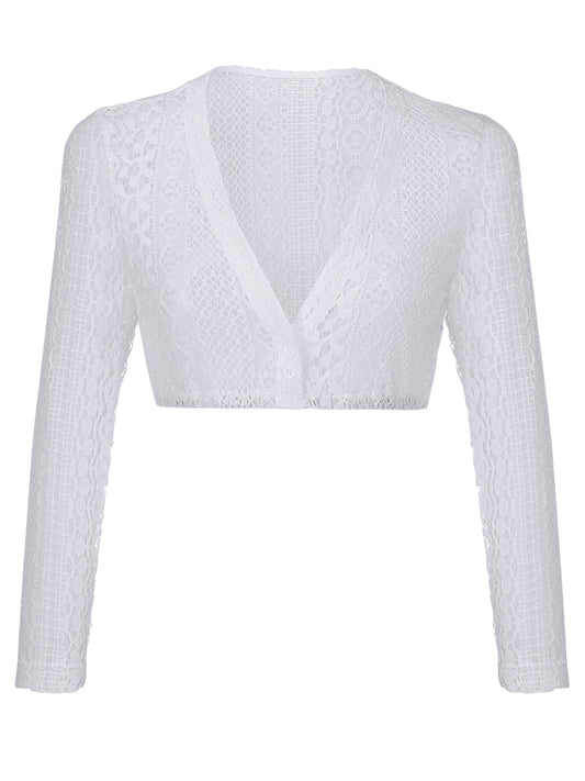 Lilith Damen Dirndlbluse in Weiß mit Langarm und V-Ausschnitt