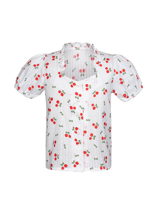 Weiß Kinder-Dirndlbluse Sofia Cherry – Herzlinie