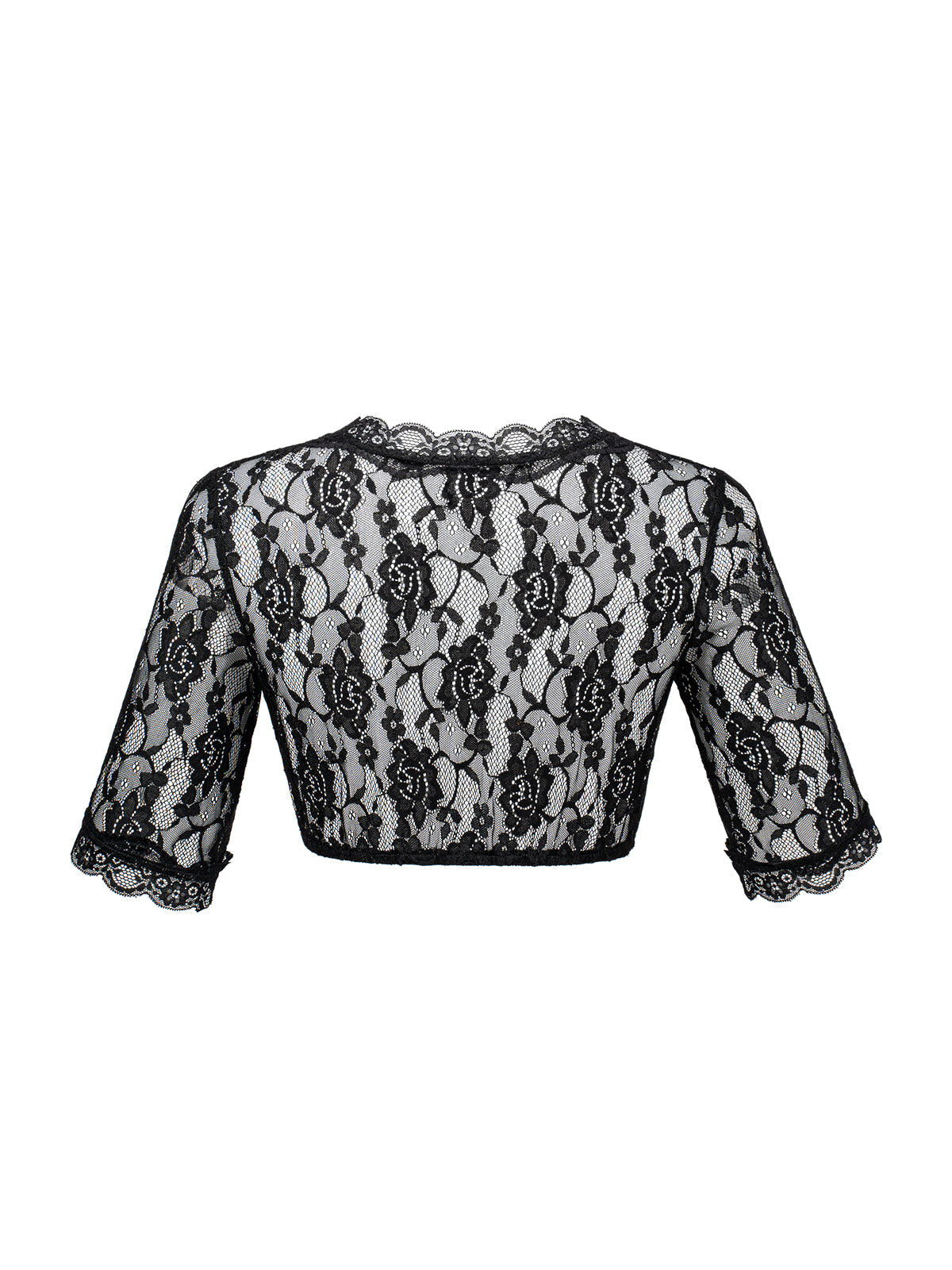 Anette Damen Dirndlbluse in Schwarz mit Halbarm und V-Ausschnitt