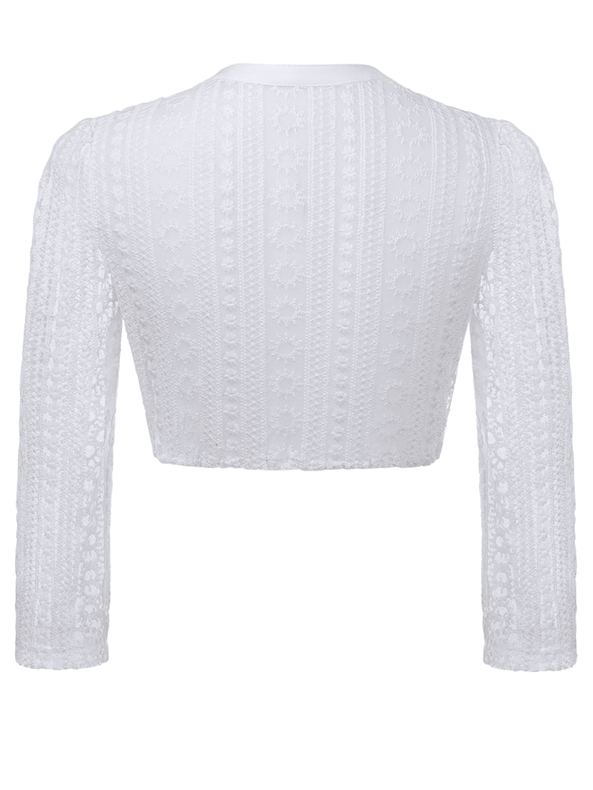 Wenny Damen Dirndlbluse in Weiß mit Langarm und hochgeschlossenem Kragen