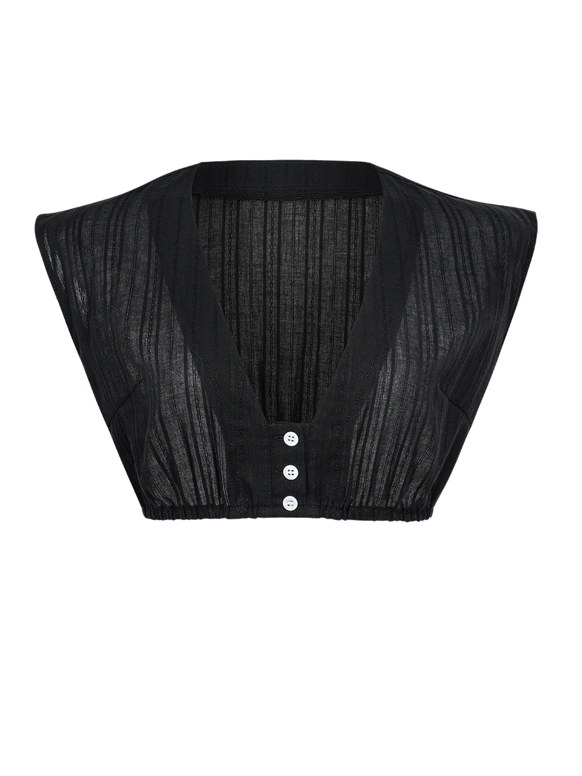Milana Damen Dirndlbluse in Schwarz mit Ärmellos und V-Ausschnitt