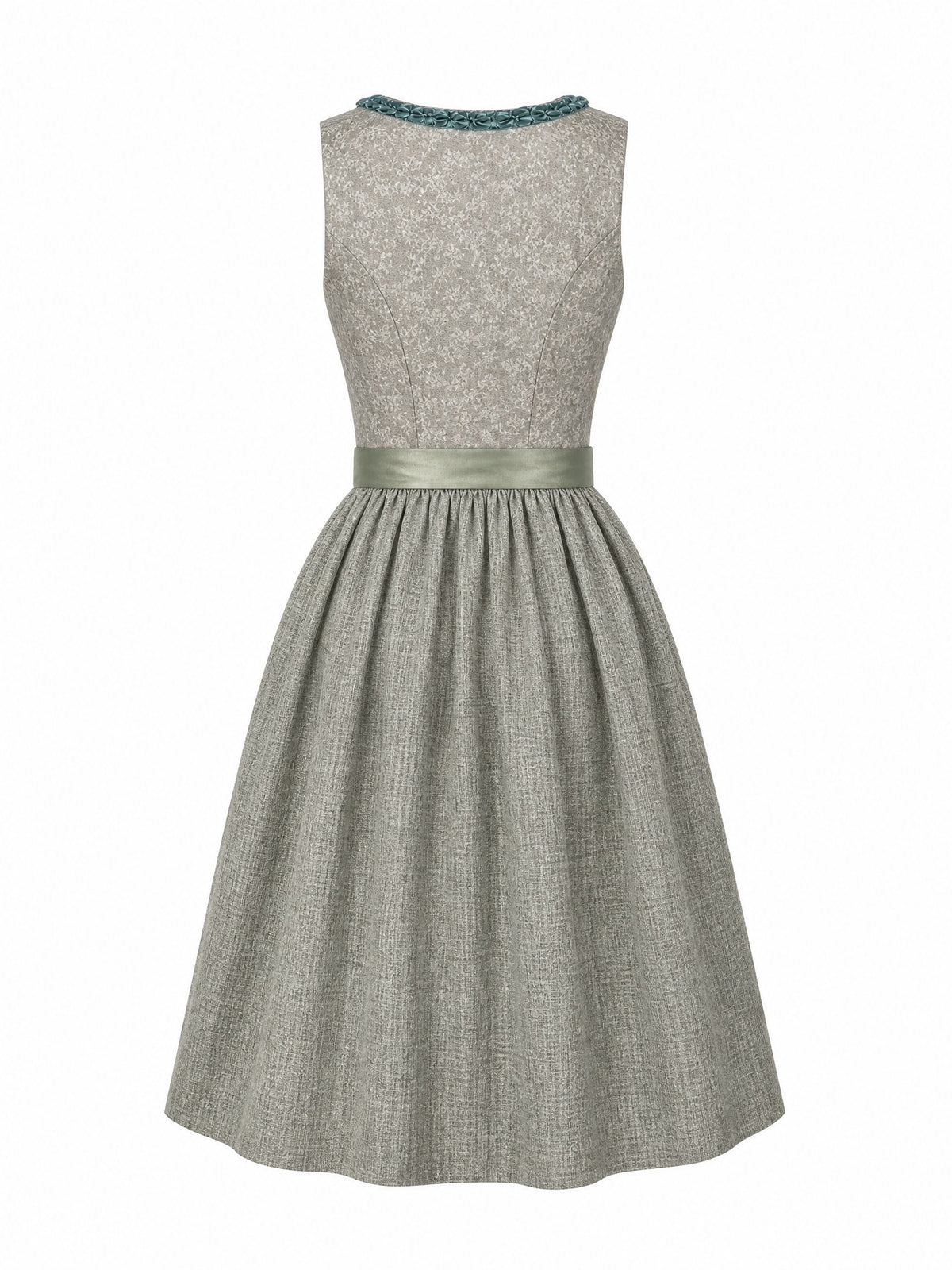 Dirndl Cecilia in Flechtengrau mit Salbeigr¨¹n Sch¨¹rze - R¨¹ckansicht