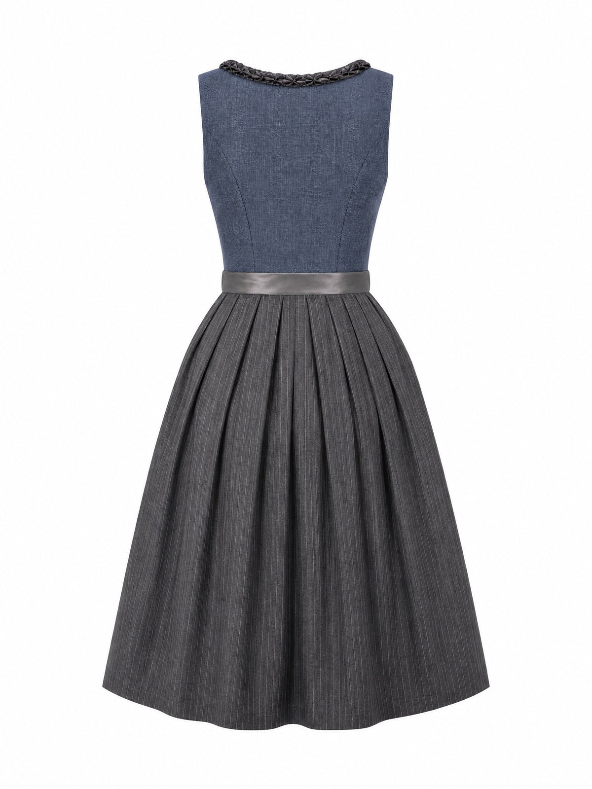 Dirndl Daria in Stahlblau mit Sturmgrau Sch¨¹rze - R¨¹ckansicht