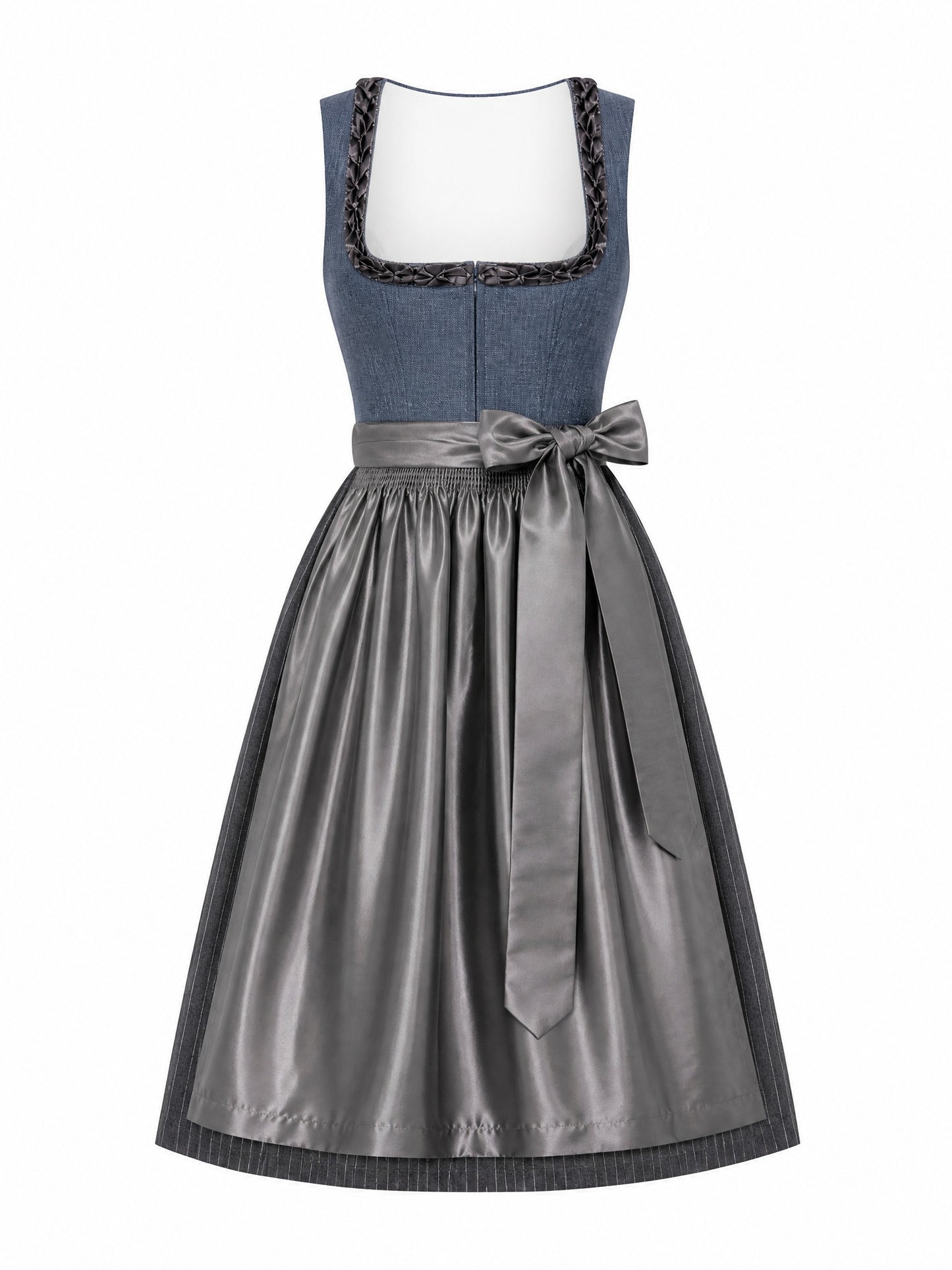 Dirndl Daria in Stahlblau mit Sturmgrau Sch¨¹rze - Vorderansicht