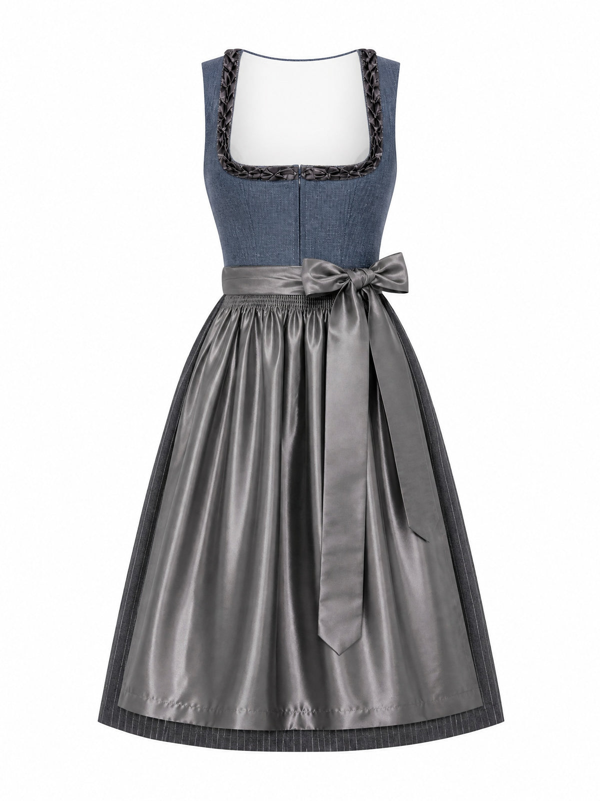 Dirndl Daria in Stahlblau mit Sturmgrau Sch¨¹rze - Vorderansicht