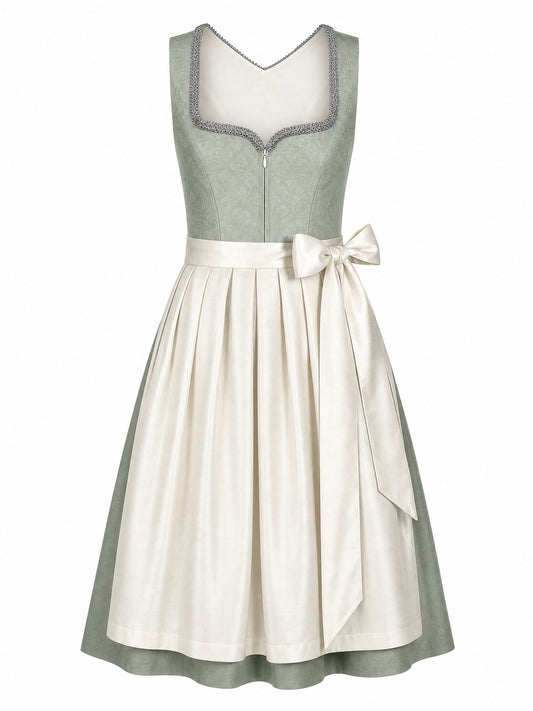 Dirndl Franziska in Mineralgr¨¹n mit Elfenbein Sch¨¹rze - Vorderansicht