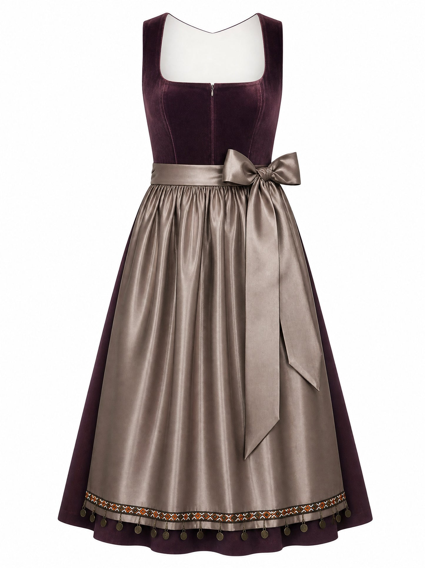 Dirndl Hanna in Brombeere mit Taupe Sch¨¹rze - Vorderansicht