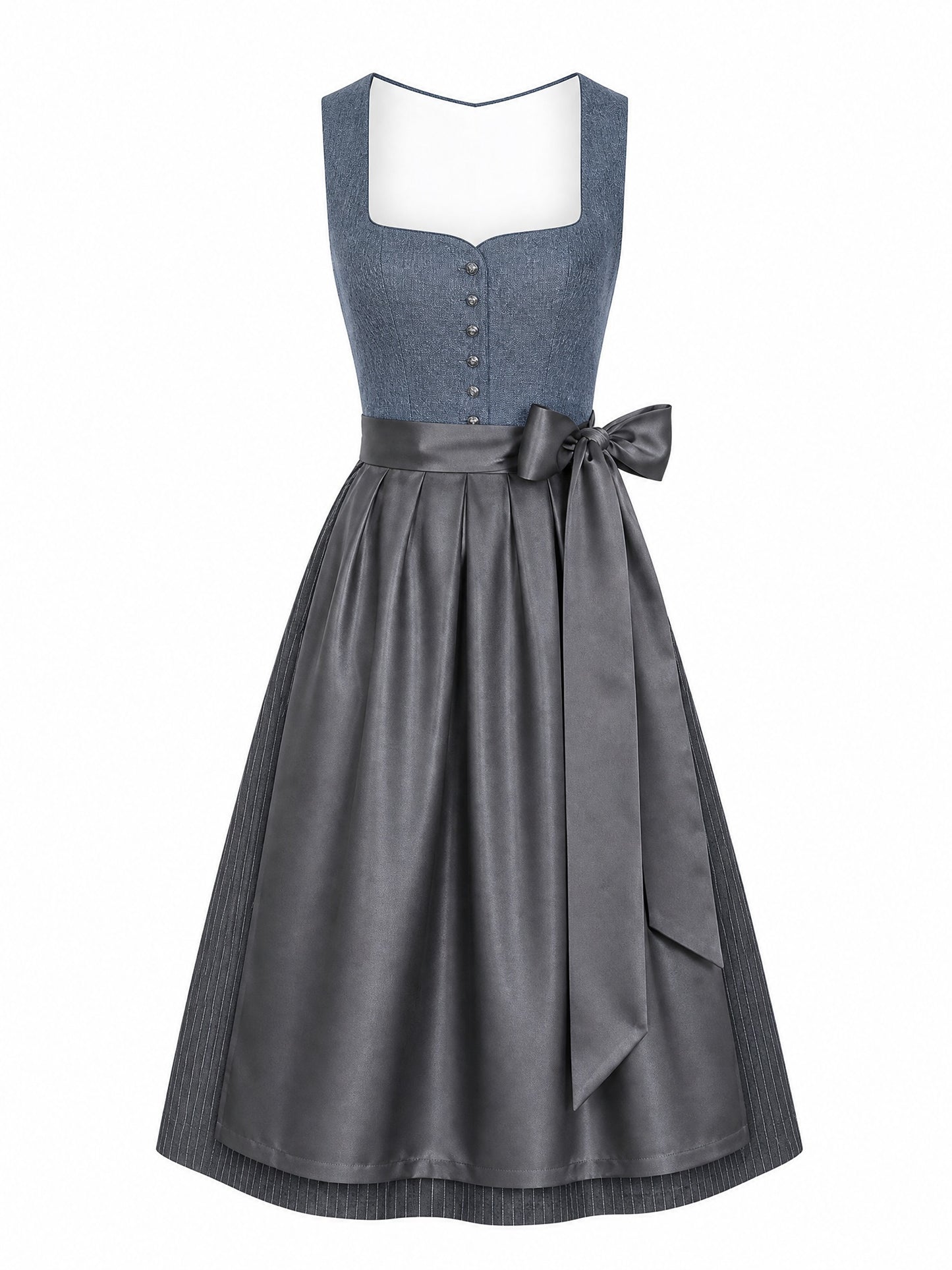 Dirndl Jana in Stahlblau mit Sturmgrau Sch¨¹rze - Vorderansicht