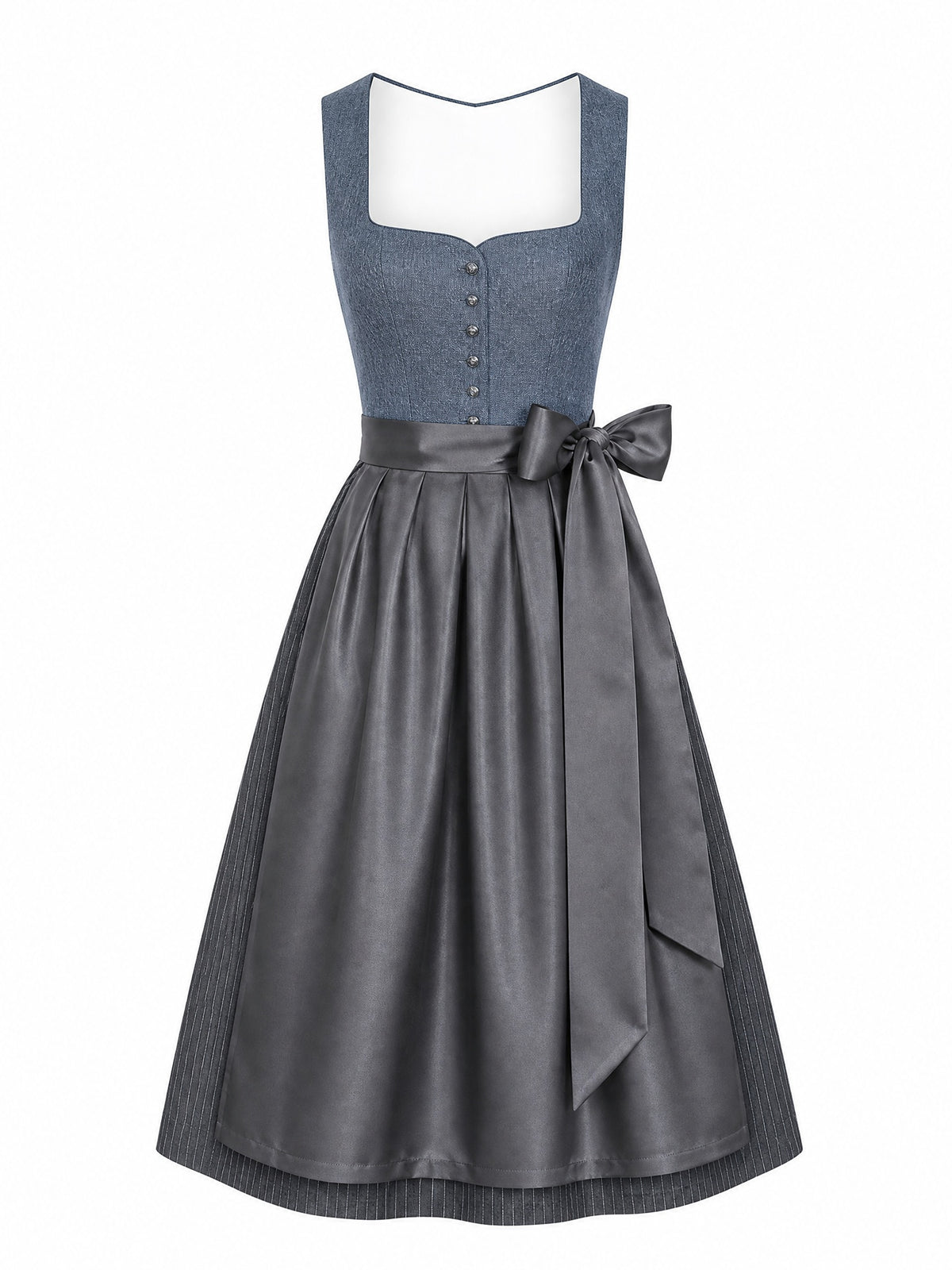 Dirndl Jana in Stahlblau mit Sturmgrau Sch¨¹rze - Vorderansicht