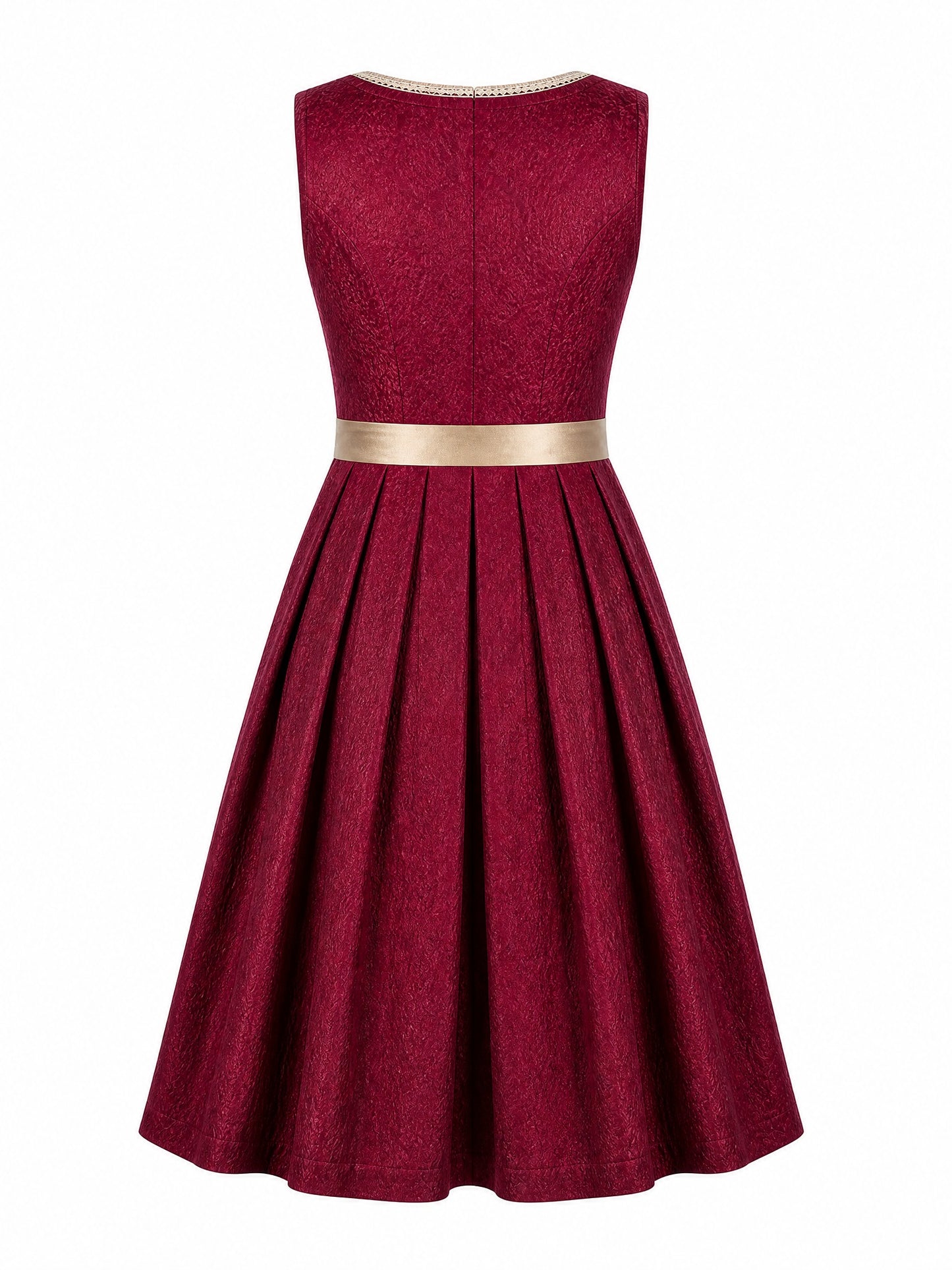Dirndl Karla in Cranberryrot mit Antikgold Sch¨¹rze - R¨¹ckansicht