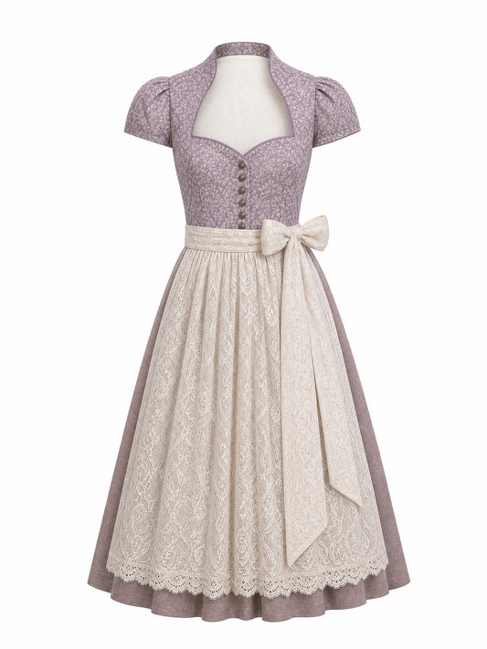 Dirndl Leni in Beigegrau mit Champagner Sch¨¹rze - Vorderansicht