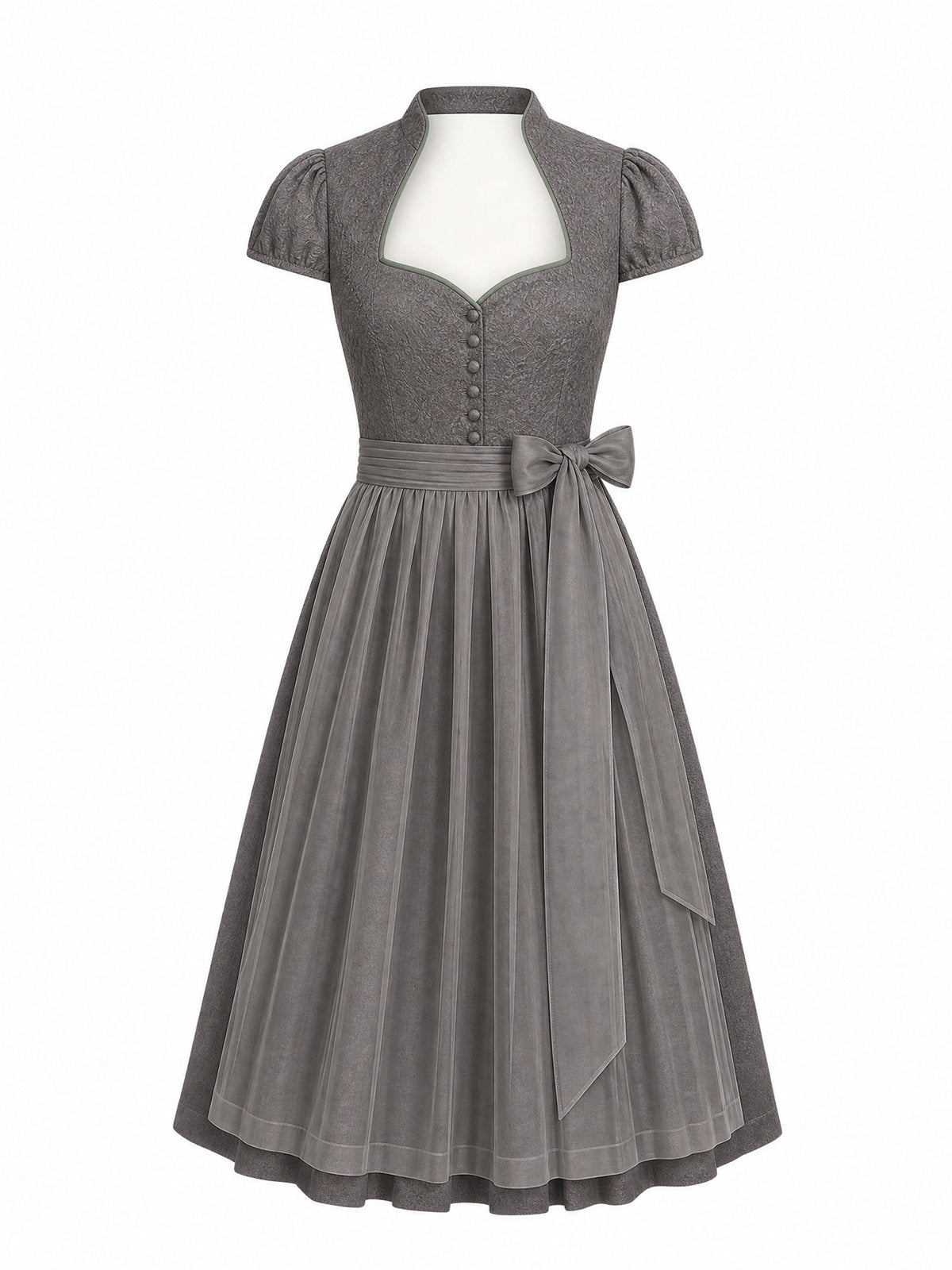 Dirndl Lia in Salbeigr¨¹n mit Perlgrau Sch¨¹rze - Vorderansicht