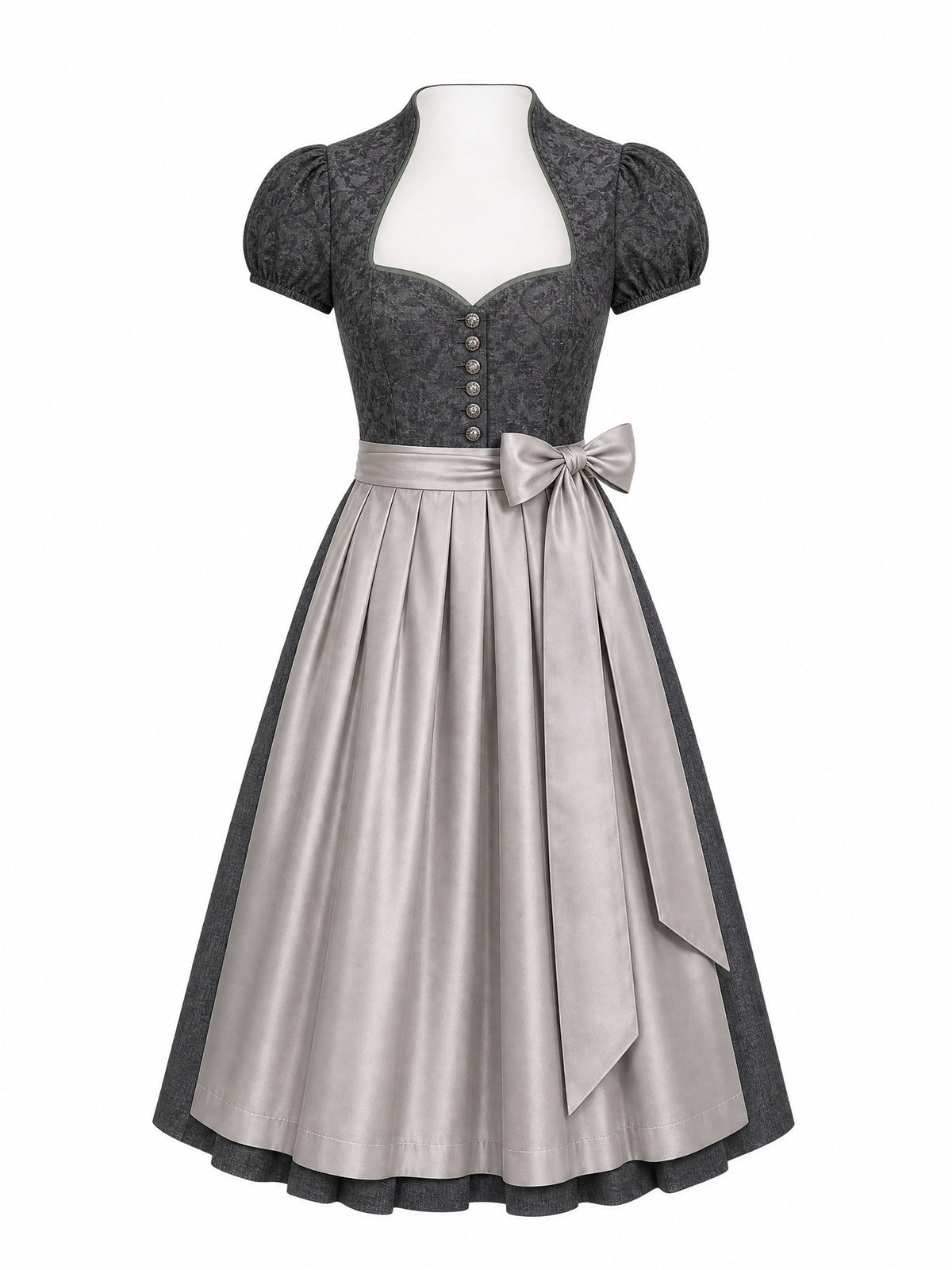 Dirndl Lina in Eukalyptusgr¨¹n mit Warmer Sand Sch¨¹rze - Vorderansicht
