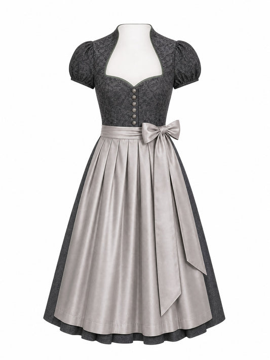 Dirndl Lina in Eukalyptusgr¨¹n mit Warmer Sand Sch¨¹rze - Vorderansicht
