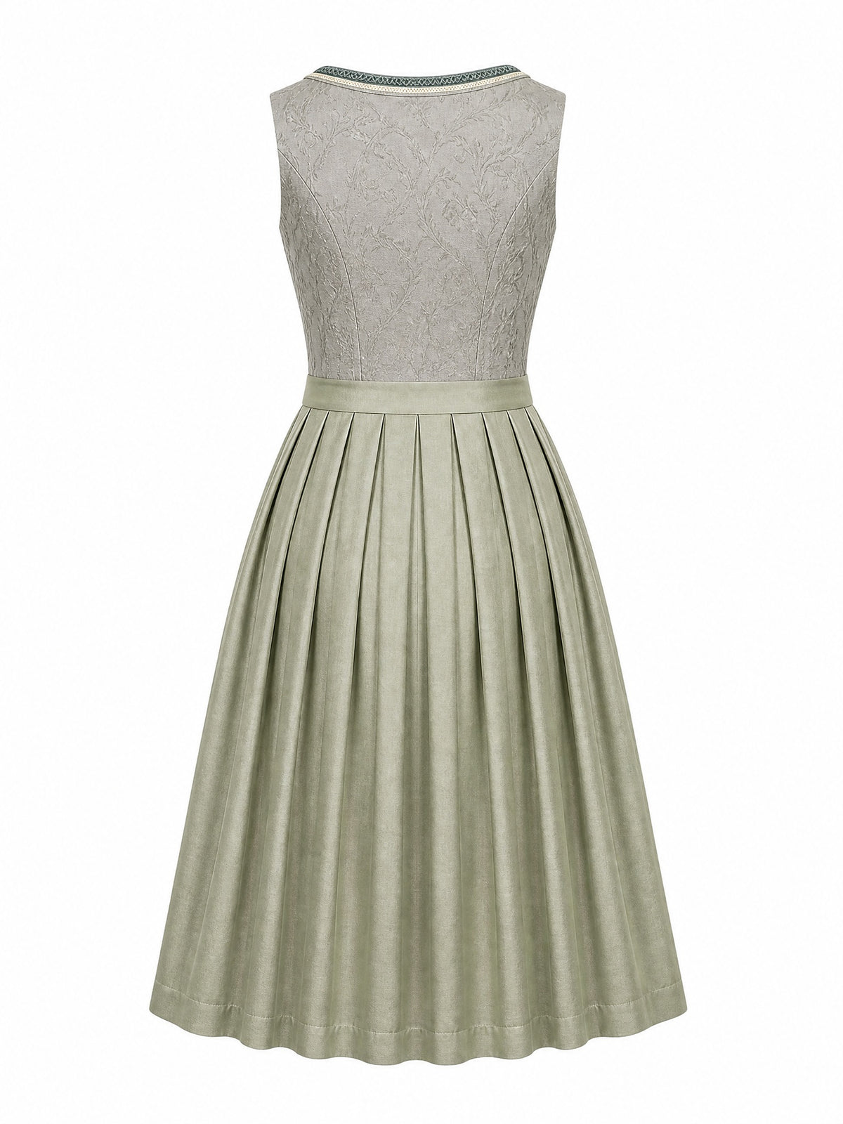 Dirndl Mila in Flechtengrau mit Salbeigr¨¹n Sch¨¹rze - R¨¹ckansicht