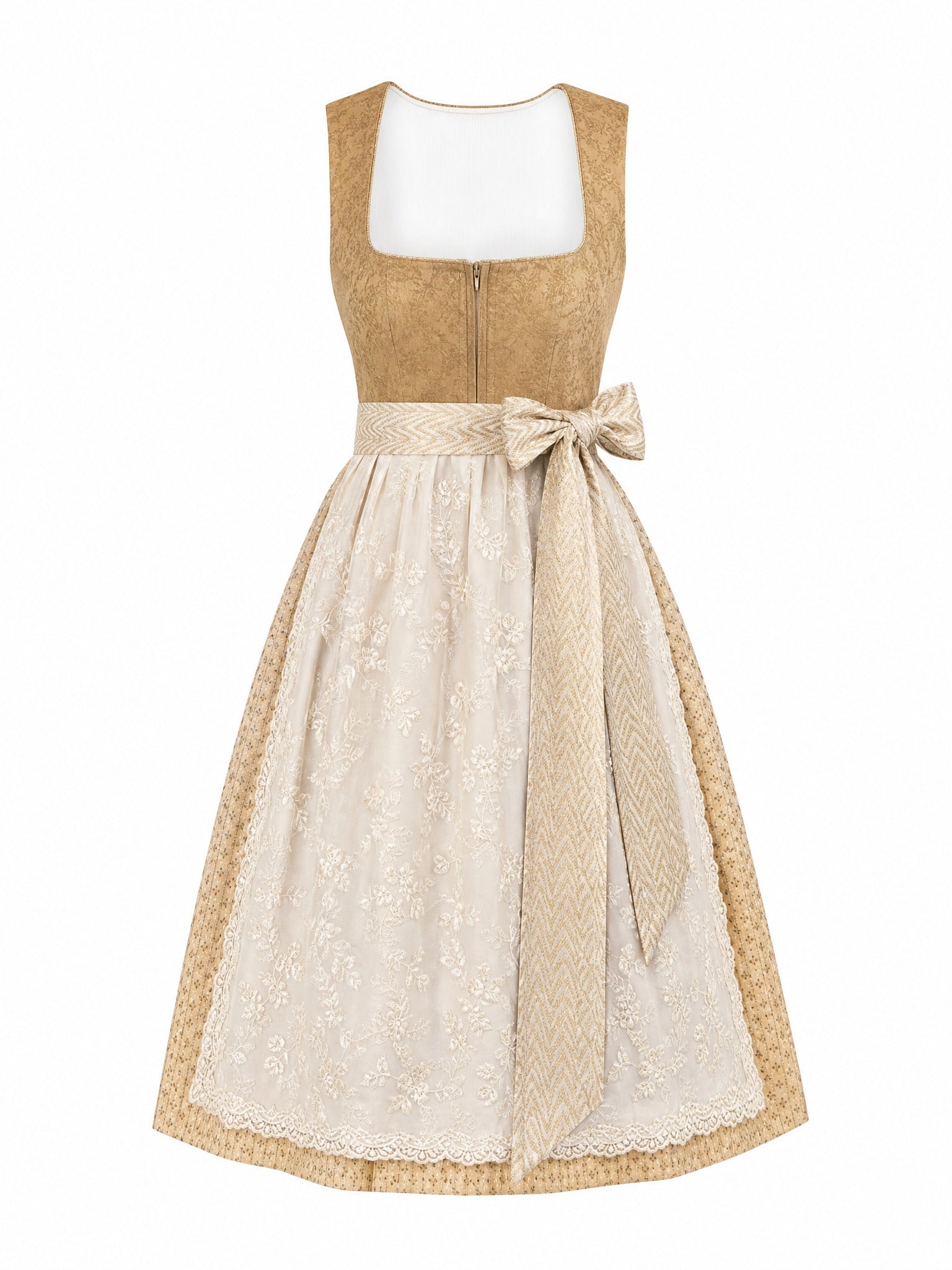 Dirndl Ronja in Weizengold mit Elfenbein Sch¨¹rze - Vorderansicht