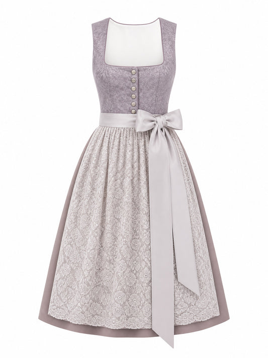 Dirndl Vera in Alt-Lavendel mit Elfenbein Sch¨¹rze - Vorderansicht