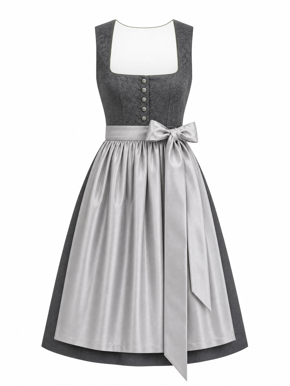 Dirndl Yara in Graphit mit Perlgrau Sch¨¹rze - Vorderansicht