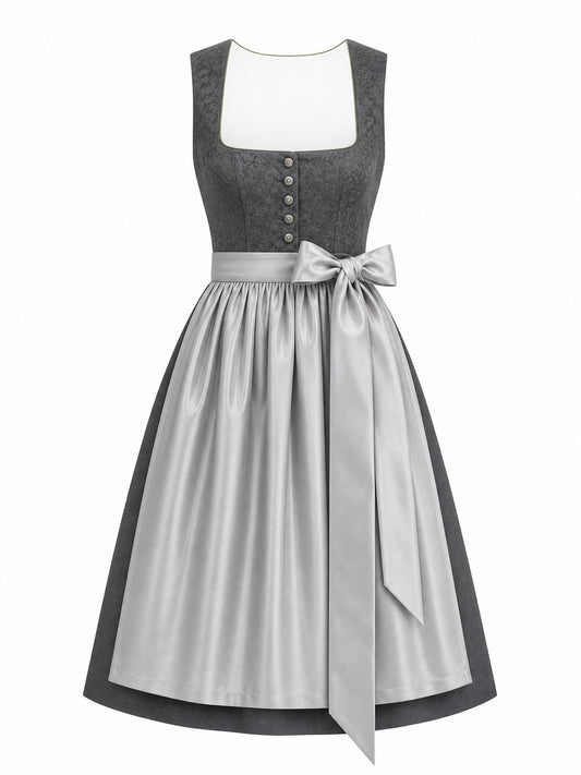 Dirndl Yara in Graphit mit Perlgrau Sch¨¹rze - Vorderansicht