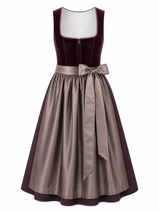 Dirndl Amelia in Brombeere mit Taupe Sch¨¹rze - Vorderansicht