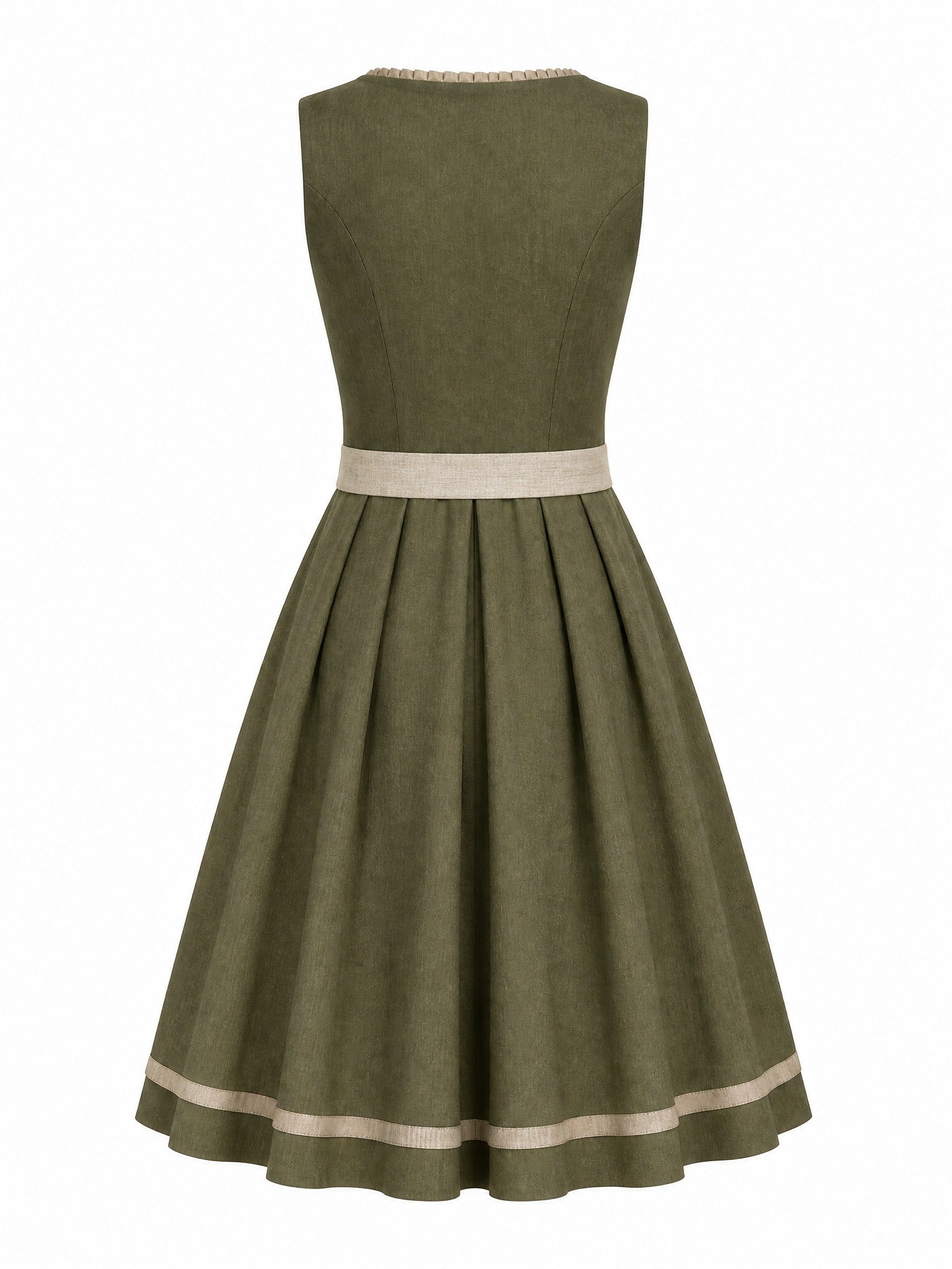 Dirndl Antonia in Dunkeloliv mit Flachs Sch¨¹rze - R¨¹ckansicht