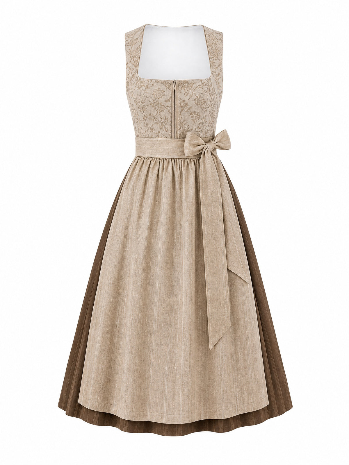 Dirndl Elisa in Haferbeige mit Warmer Sand Sch¨¹rze - Vorderansicht