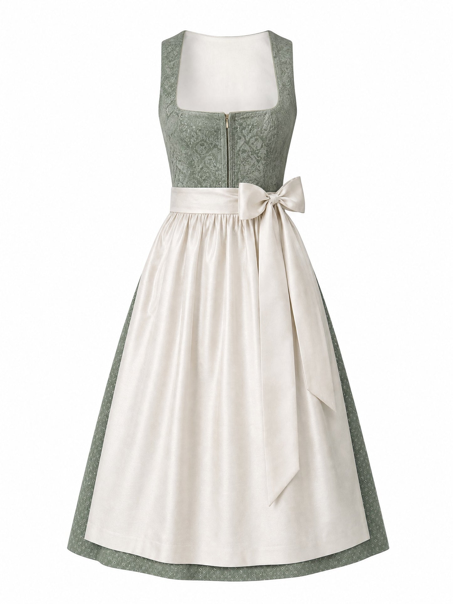 Dirndl Franziska in Mineralgr¨¹n mit Elfenbein Sch¨¹rze - Vorderansicht