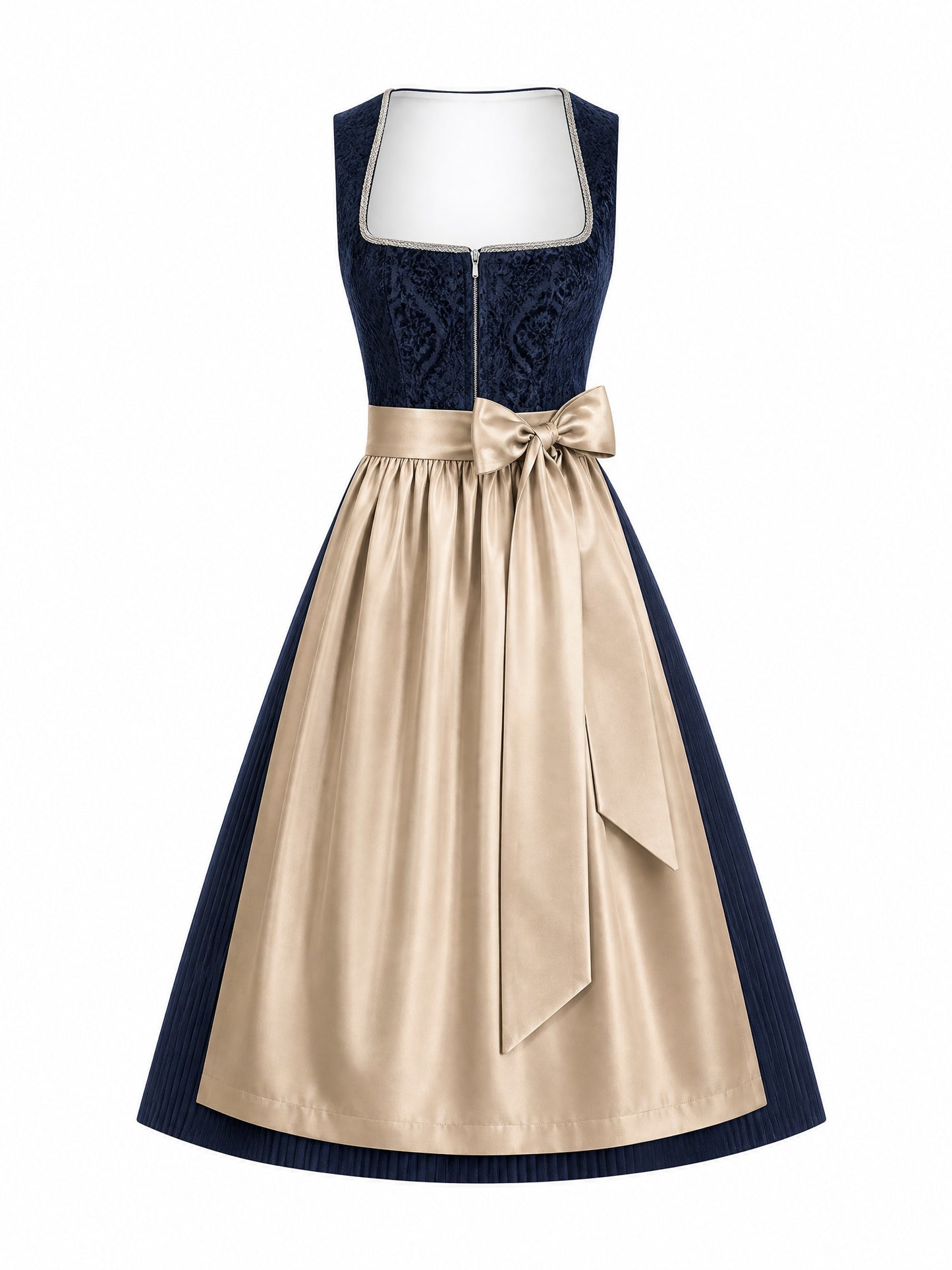 Dirndl Ilvy in Mitternachtsblau mit Champagner Sch¨¹rze - Vorderansicht