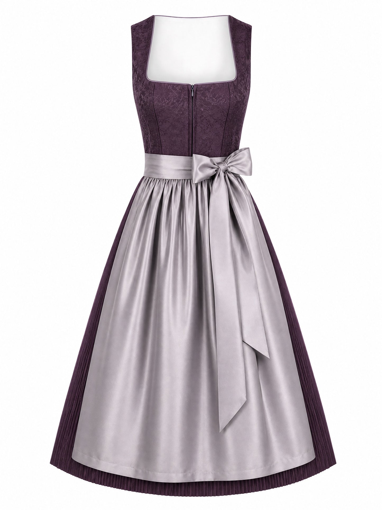 Dirndl Jana in Aubergine mit Perlgrau Sch¨¹rze - Vorderansicht