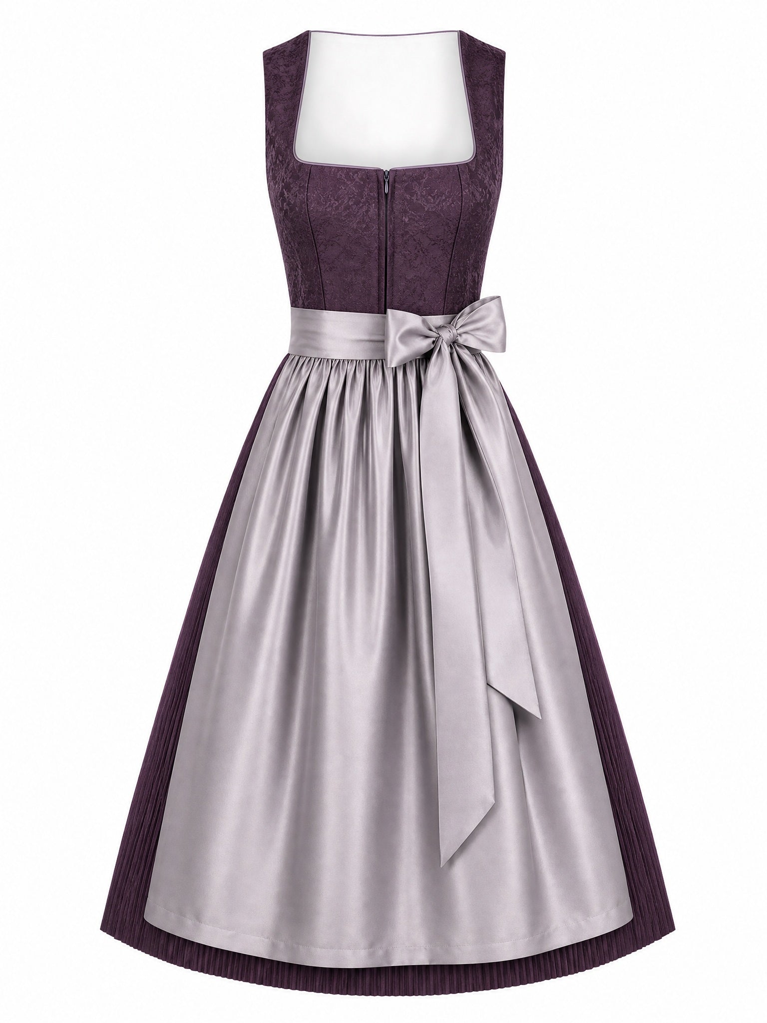 Dirndl Jana in Aubergine mit Perlgrau Sch¨¹rze - Vorderansicht