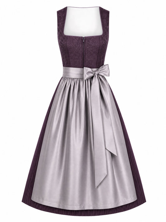 Dirndl Jana in Aubergine mit Perlgrau Sch¨¹rze - Vorderansicht