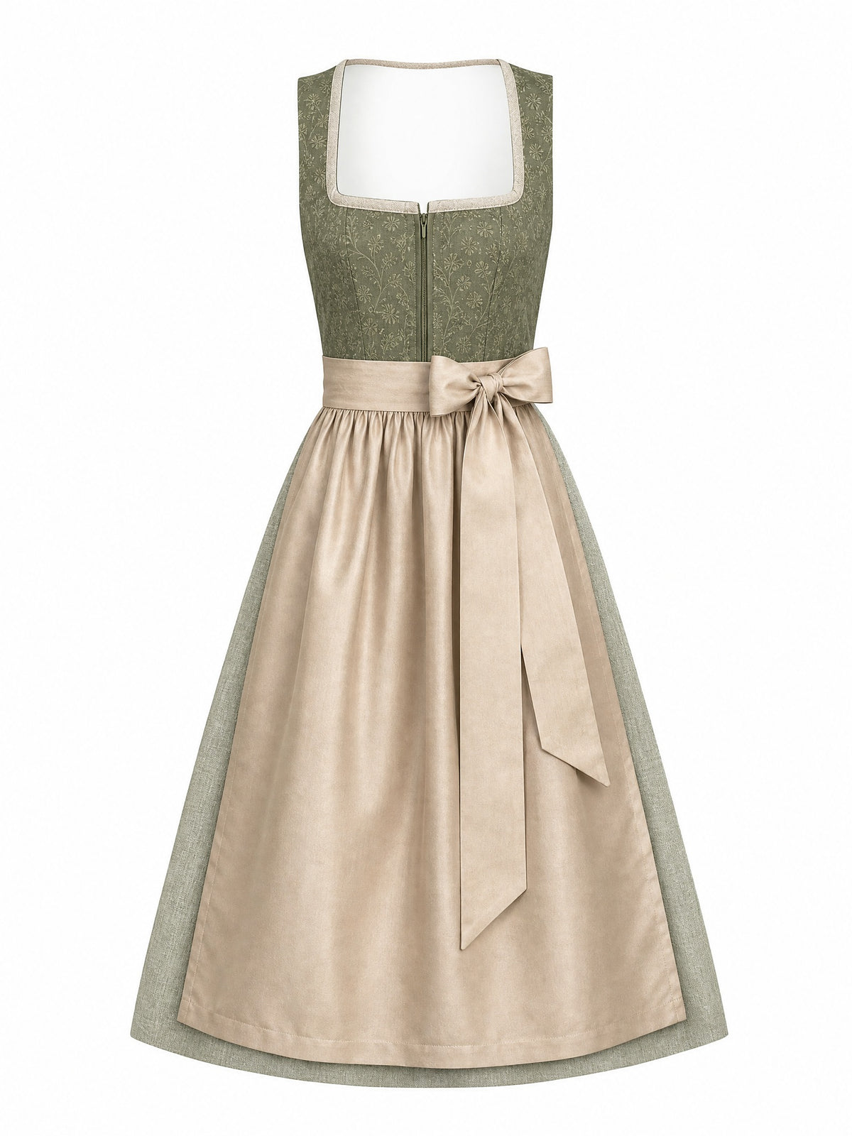 Dirndl Julia in Moosgr¨¹n mit Warmer Sand Sch¨¹rze - Vorderansicht