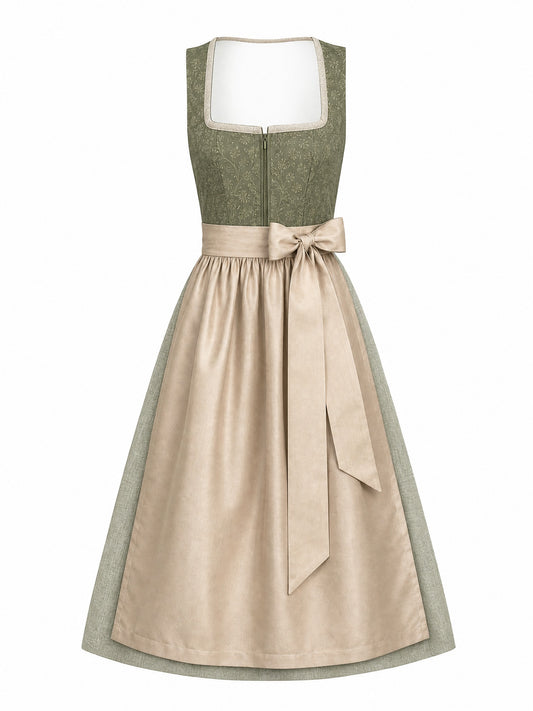 Dirndl Julia in Moosgr¨¹n mit Warmer Sand Sch¨¹rze - Vorderansicht